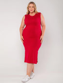 Vestido Regata Canelado Plus Size Vermelho