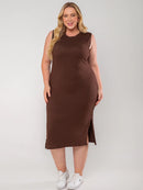 Vestido Regata Canelado Plus Size Vermelho