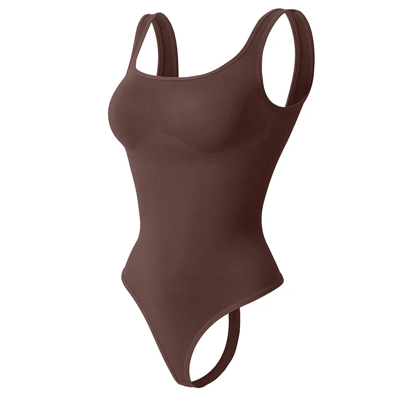 Bodysuits for Women Tummy Control Shapewear Seamless Square Neck Thong Bodysuit Shaper Tank Top Jumpsuit